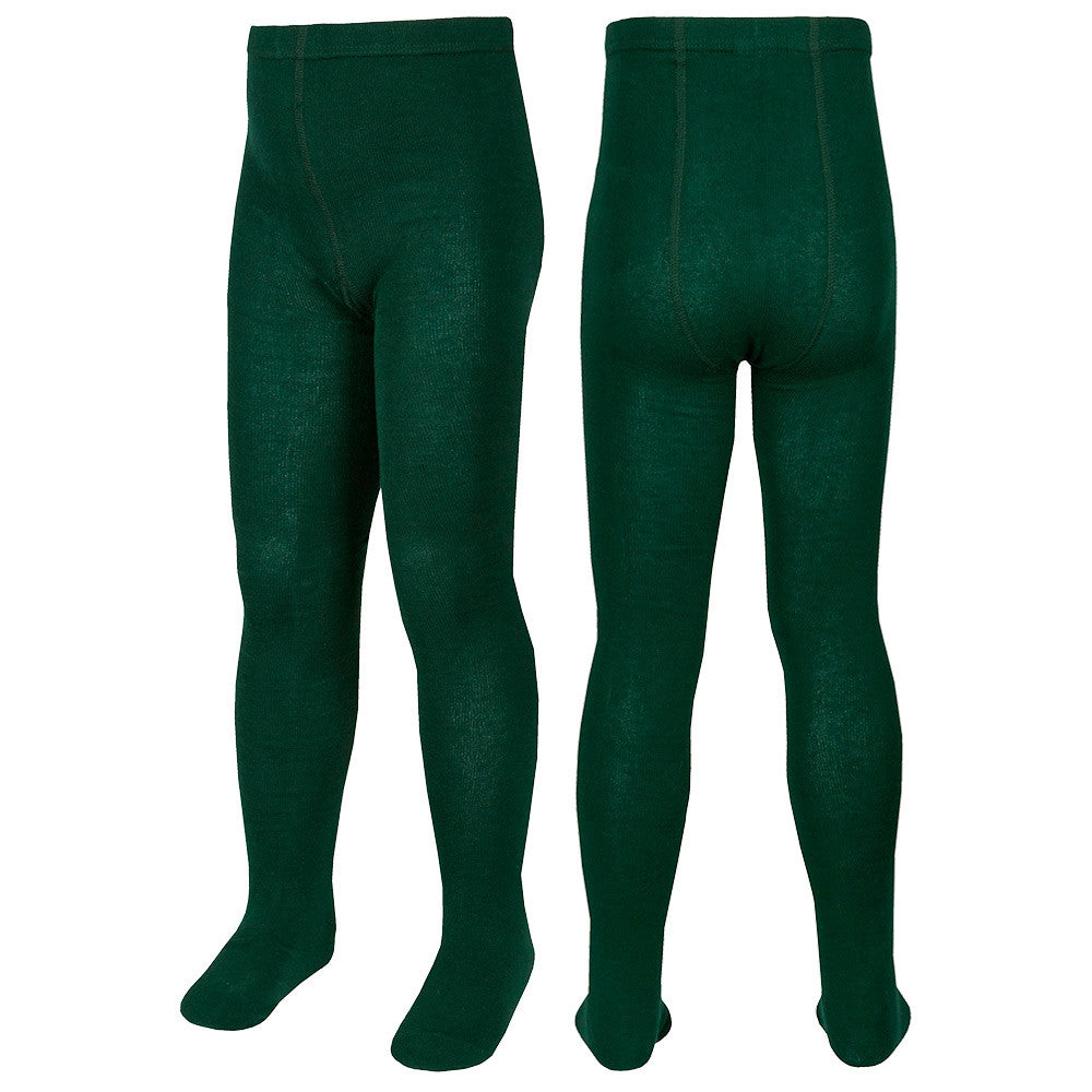 Girls Plain Back To School Tights Green - 3 Pairs