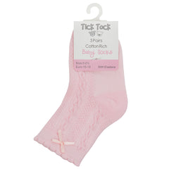 Baby Girls Pink Cable Knit Socks 3 Pairs