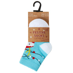 Newborn Baby Boys Girls Unisex Christmas Themed Socks Snowman - 3 Pairs