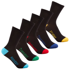5 Pairs Boys Colourful Heel Toe Weekdays Socks Blue Stripe