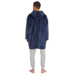 Mens Fleece Longline Oversized Hoodie One Size Navy