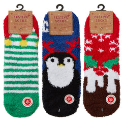 Girls Boys Unisex Christmas Novelty Fluffy Bed Winter Socks with Grippers