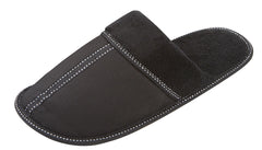 Mens Plain Mule Memory Foam Slip On Faux Suede Indoor Slippers Black