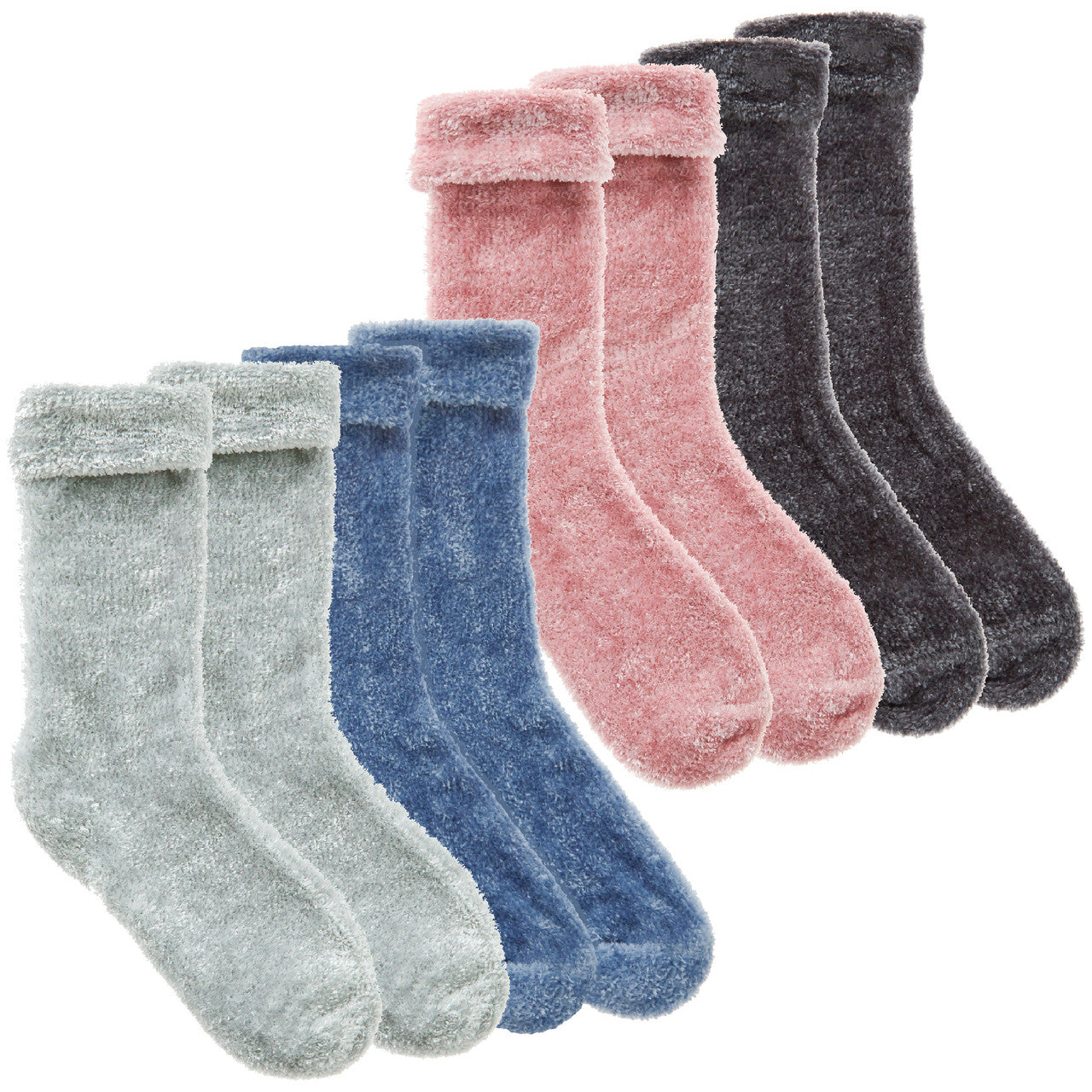 Ladies Chenille Fluffy Soft Turn Over Top Winter Socks