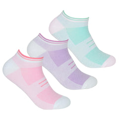 Womens Sport Trainer Liners Pastel Assorted Low Cut 3 Pairs