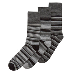 Mens Bamboo Striped Loose Top Mid Calf Crew Socks Coloured Grey
