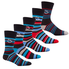 Mens Striped Socks Gift Box Set Blue