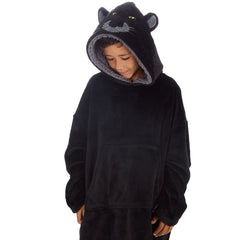 Boys Black Panther Oversized Blanket Fleece Hoodie with Pockets