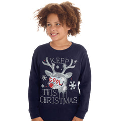 Kids Christmas Long Sleeved Sweatshirt With Cuffed Hems Navy