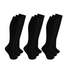 Girls Knee High Plain School Uniform Back To School Socks Black - 9 Pairs