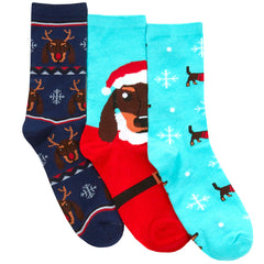 Womens Novelty Cotton Rich Christmas Funny Printed Socks