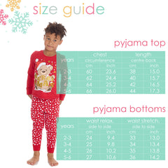 Kids Christmas Long Sleeved Teddy Pyjamas Family Lounge Sets Red