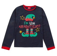 Kids Christmas Long Sleeved Matching Pyjamas Family Lounge Sets Navy