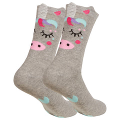 Womens Animals Cute Funny Odd Novelty Socks 1 Pair Unicorn Grey