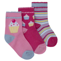 Baby Girls Scallop Edge Novelty Socks Pink Cupcake