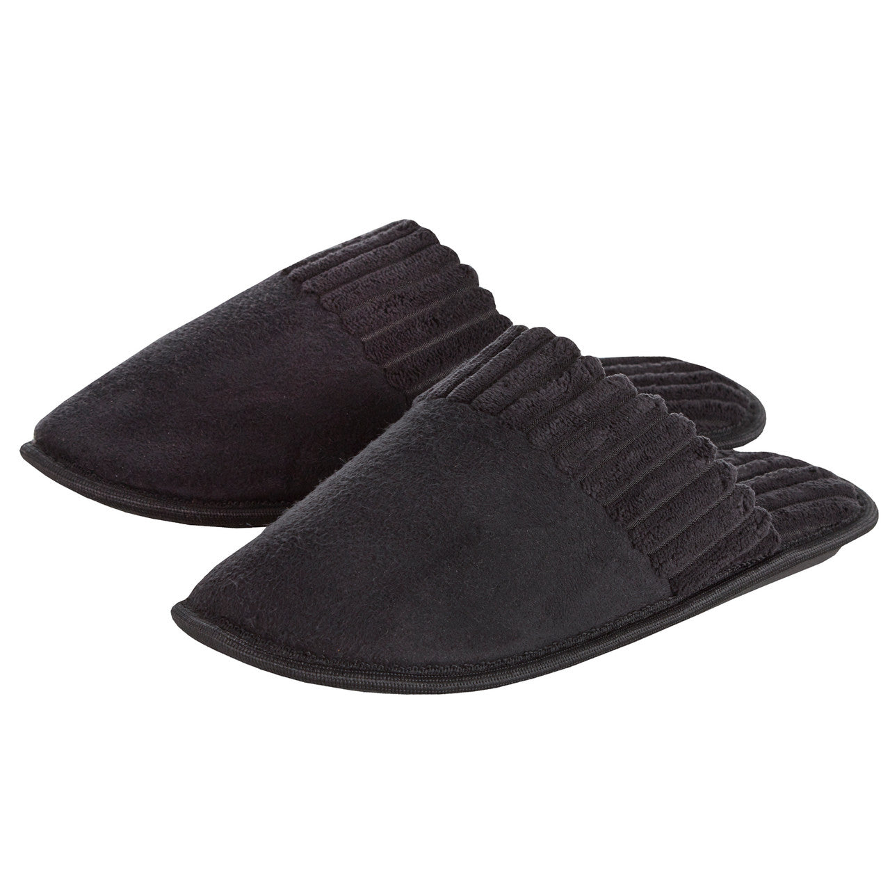 Mens Mule Memory Foam Corduroy Slippers Black