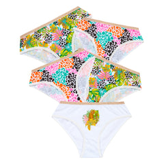 Girls Printed Knickers Briefs Underwear Set of 5 Tropical