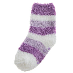 Baby Girls Fluffy Sherpa Fleece Slipper Socks with Non Slip Grippers Purple