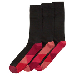 Mens Novelty Bamboo Comfort Fit Top Footbed Crew Socks Sole Pattern Mid Calf Socks Red