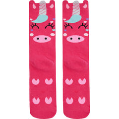 Womens Animals Cute Funny Odd Novelty Socks 1 Pair Unicorn Dark Pink