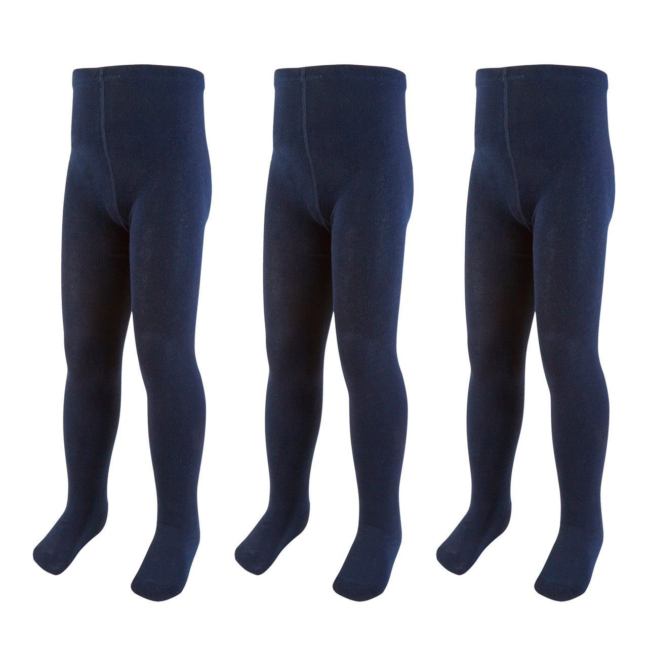 Girls Back To School Plain Tights Navy - 3 Pairs