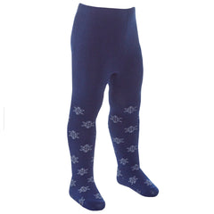 Babies Cotton Rich Novelty Christmas Design Tights Navy