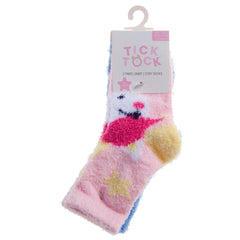 Baby Girls Fluffy Bed Socks Snuggle Fleece Cosy Winter Socks Unicorn Rainbow 2 Pairs