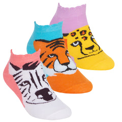 Girls Fruity Animals Trainer Liner Low Cut Ankle Socks 3 or 6 Pairs
