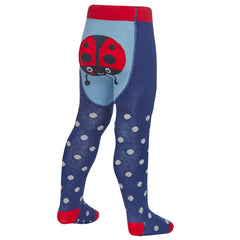 Baby Girl Toddler Tights Patch Panel With Anti Slip Blue Ladybird