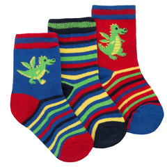 Baby Boys Low Cut Novelty Design Socks 3 Pairs Red Dino