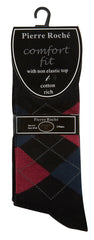 Mens Argyle Pattern Non Elastic Socks Red