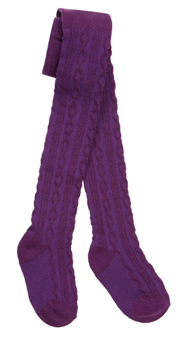 Baby Girls Plain Cable Knit Tights 1 Pair Purple