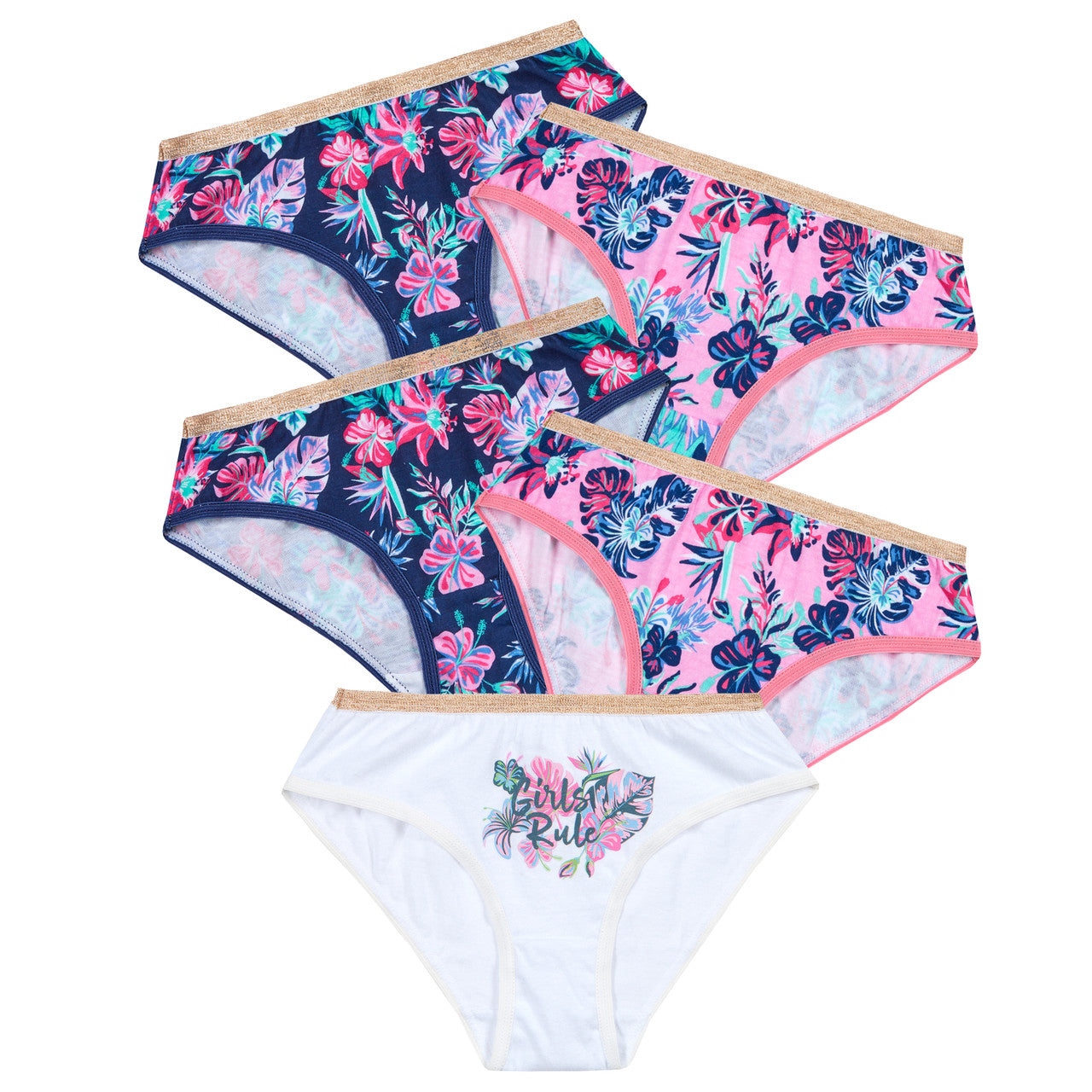 Girls Printed Knickers Briefs Underwear Set of 5 Floral