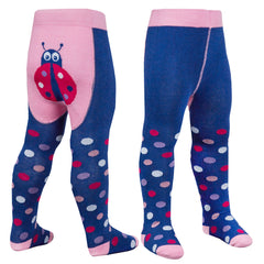 Baby Girls Patch Panel Tights With Rubber Grippers 1 Pair - Navy Ladybird