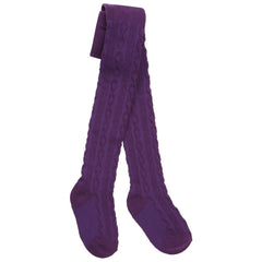 Baby Girls Plain Cable Knit Tights 1 Pair Purple