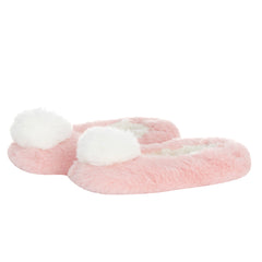 Girls Pom Pom Ballerina Slippers Indoor Shoes Furry Slippers Pink