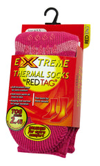 Girls Extreme Thermal Socks Striped With Grippers Tog 2.45 Dark Pink