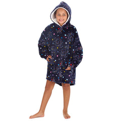 Girls Celestial Print Oversized Blanket Plush Fleece Hoodie with Pockets