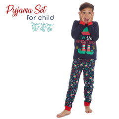 Kids Christmas Long Sleeved Matching Pyjamas Family Lounge Sets Navy