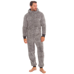 Mens Borg Snuggle Jumpsuit Hooded Onesie Grey