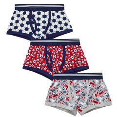 Boys Trunks Fit Boxers Shorts Underwear Football 3 Pairs