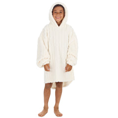 Boys Cream Cable Oversized Blanket Sherpa Fleece Hoodie