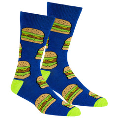 Mens Funky Funny Socks Blue Burger