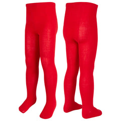 Girls Plain Back To School Tights Red - 3 Pairs