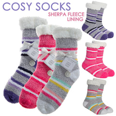 Womens Thermal Winter Slipper Socks with Sherpa Fleece Lining Non Slip Chunky Socks 1 Pair