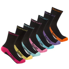 Girls Boys Unisex Days Of The Week Coloured Socks 7 Pairs