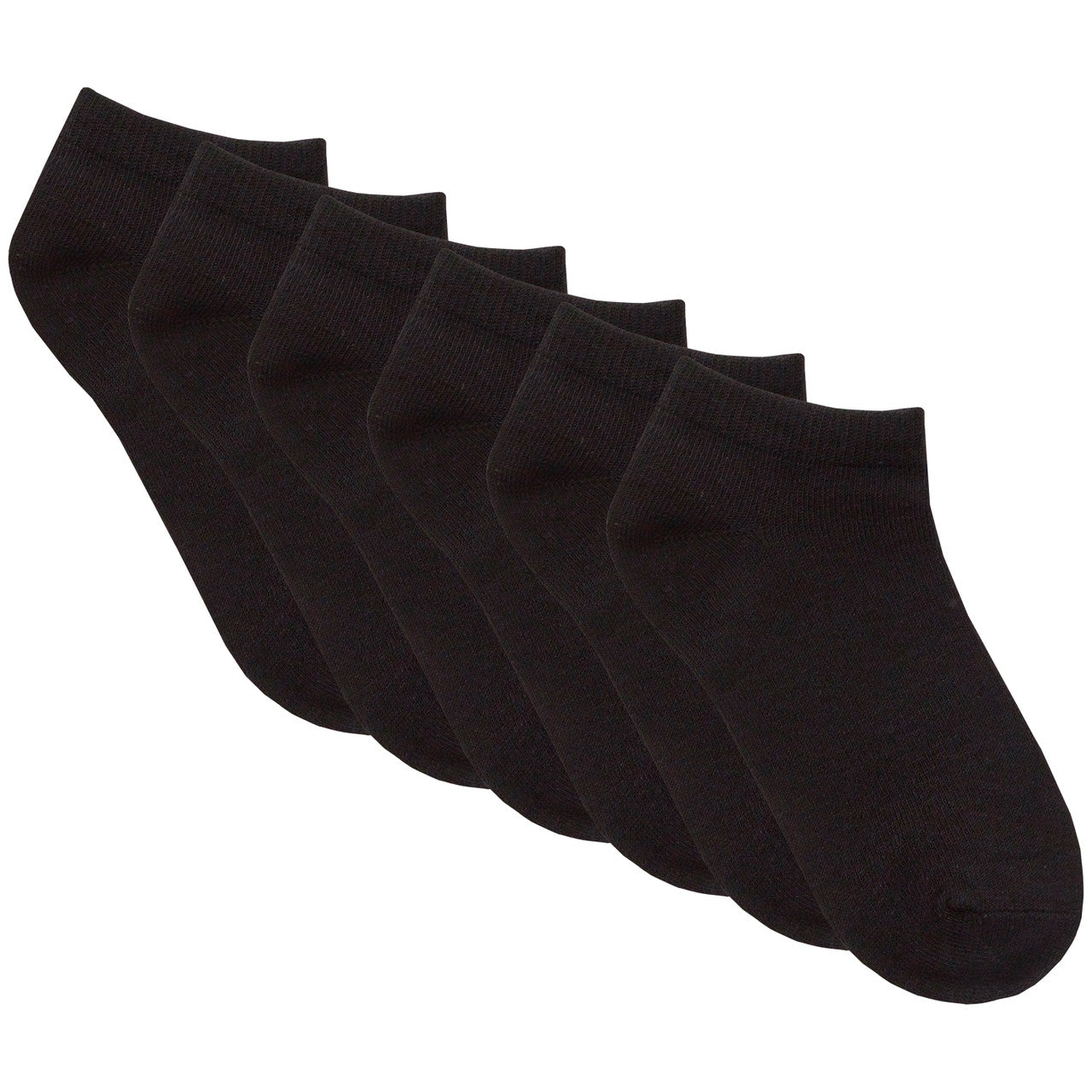 Kids Boys Girls 6 Pairs Plain Bamboo Trainer Liner Ankle Socks Size Black