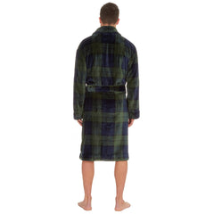 Mens Flannel Fleece Dressing Gown Classic Robe M-2XL Green