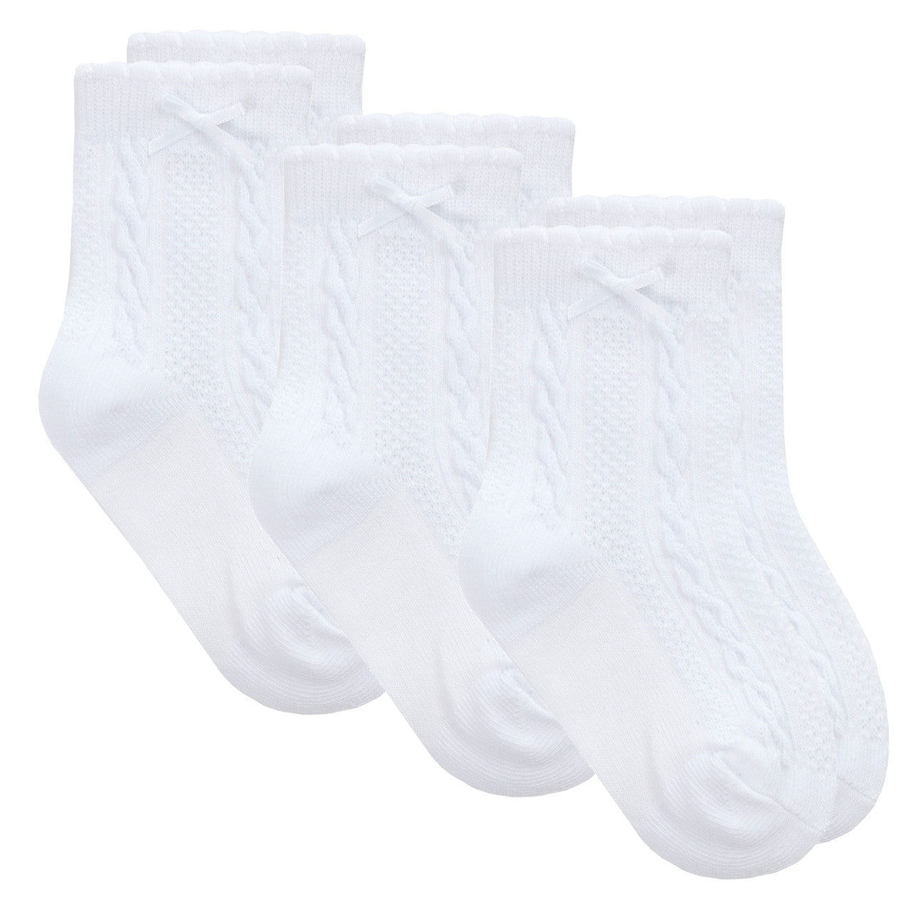 Baby Girls White Cable Knit Socks 3 Pairs