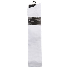 Girls Plain Knee High Back To School Socks White - 3 Pairs